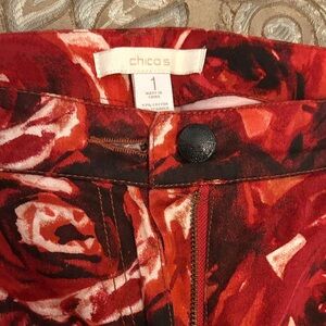 Chico's Bold Red and Black Floral pants